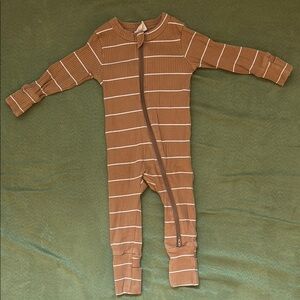 Siix Brown Striped Baby One Piece